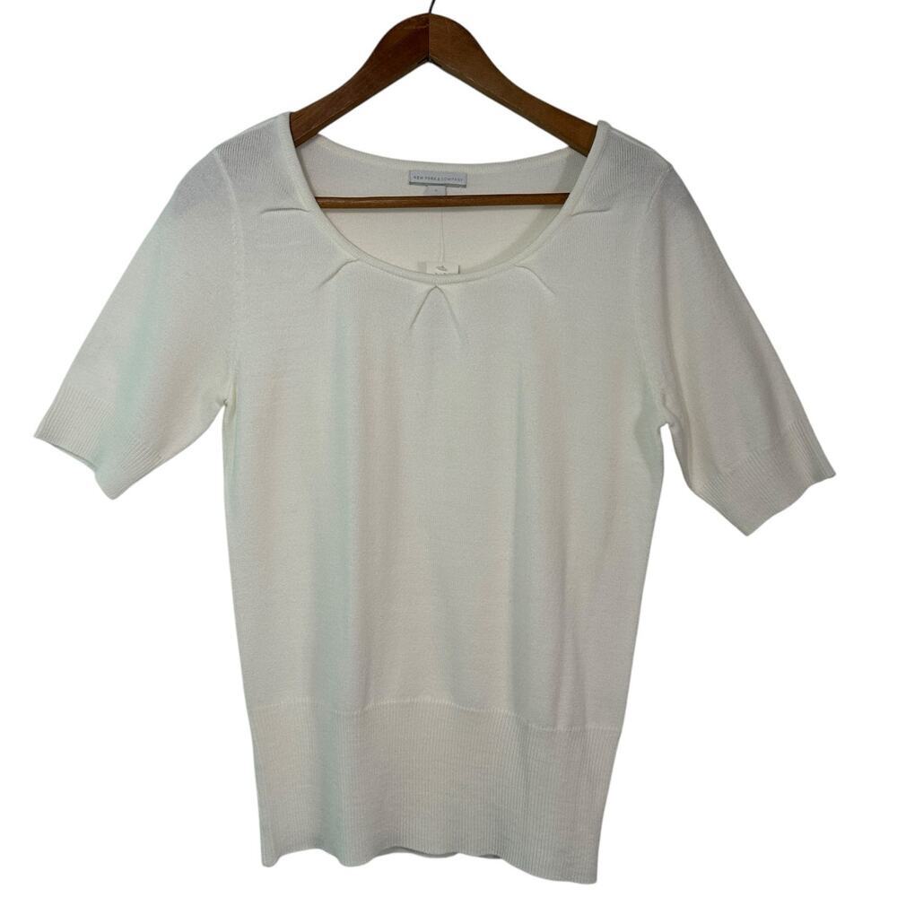 New York & Company Knit Half Sleeve Thin Sweater Womens Sz Medium Summer‎